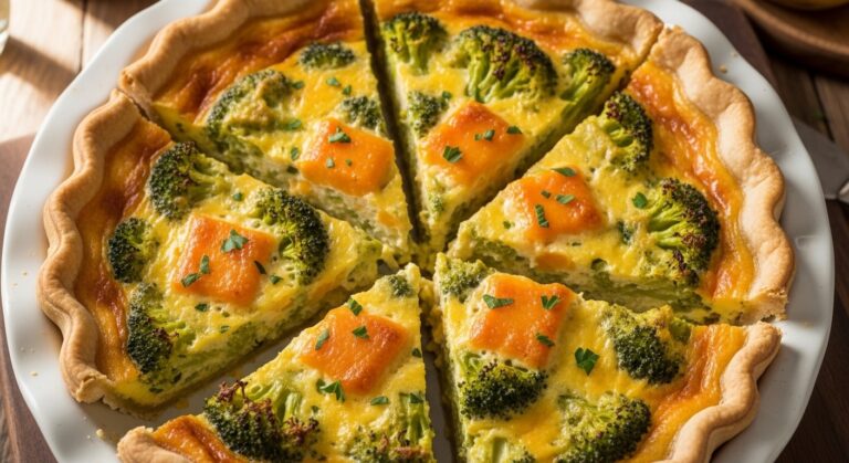 Broccoli cheddar quiche